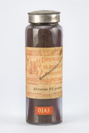 sealed glass bottle of Alizarine BX Powder
