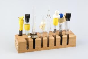 samples for NMR experiments in wood rack