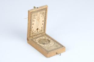 paper-covered wooden diptych sundial