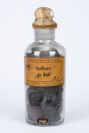 stoppered glass bottle of "Sulfure de Fer"