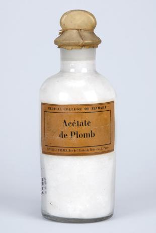 stoppered glass bottle of "Acétate de Plomb"
