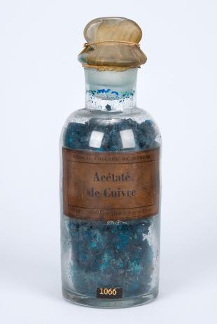 stoppered glass bottle of "Acétate de Cuivre"