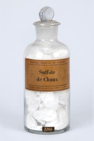 stoppered glass bottle of "Sulfate de Chaux"