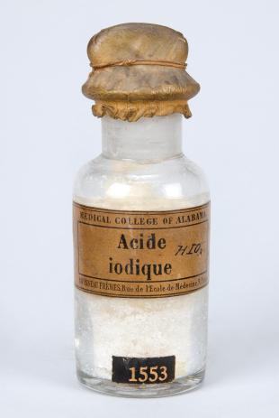 stoppered glass bottle of "Acide Iodique"