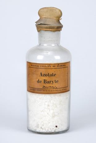 stoppered glass bottle of "Azotate de Baryte"