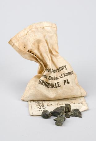 canvas sack of vanadium ore