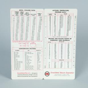 Consolidated Vacuum Corporation pocket reference charts (set of two)