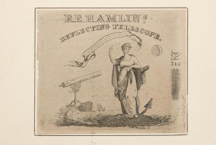 lottery ticket  with figure of Hope and a telescope