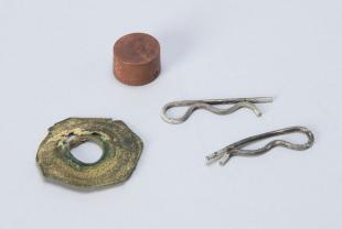 five miscellaneous parts possibly for Beall's compass deviascope