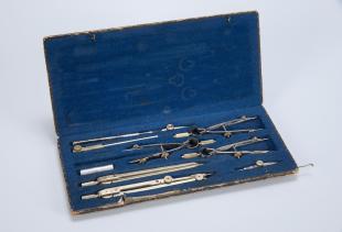 drafting instrument set in case
