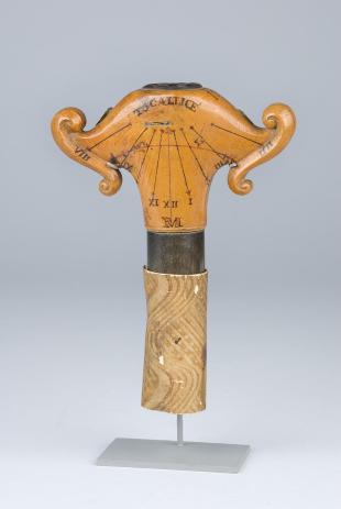 polyhedral sundial on cane handle