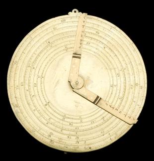 circular slide rule with Oughtred-type sundial reverse)