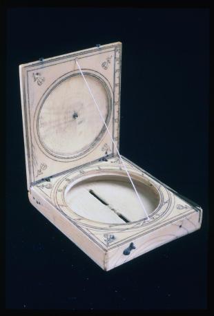 Bloud-type magnetic azimuth, ivory diptych sundial